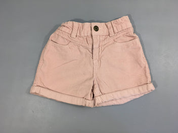 Short chino à revers rose pâle velours côtelé finement