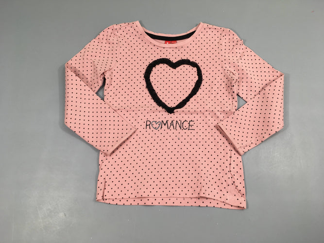 T-shirt m.l rose pois noirs, coeur romance tulle, moins cher chez Petit Kiwi