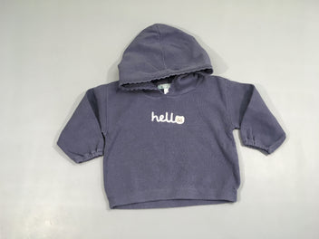 Pull à capuche bleu Hello