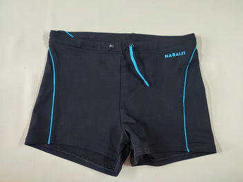 Maillot boxer noir liseré et cordon turquoise