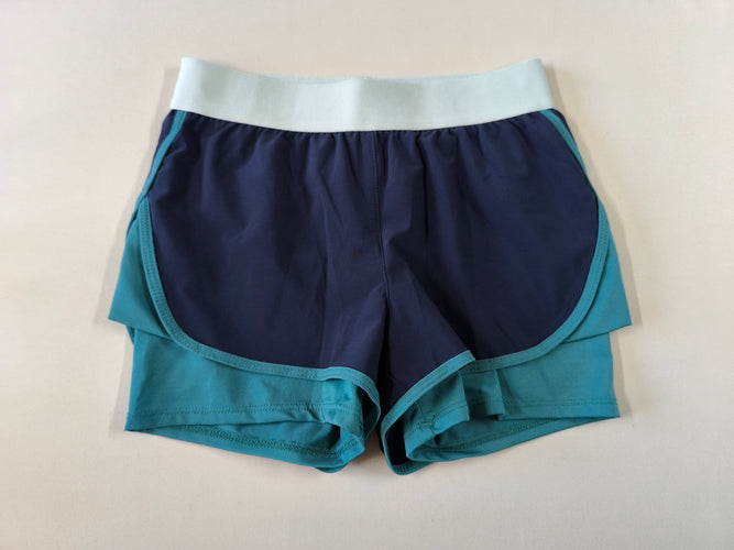 Short de sport bleu marine/vert, moins cher chez Petit Kiwi