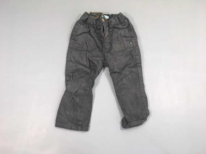 Pantalon velours côtelé gris foncé doublé jersey, moins cher chez Petit Kiwi