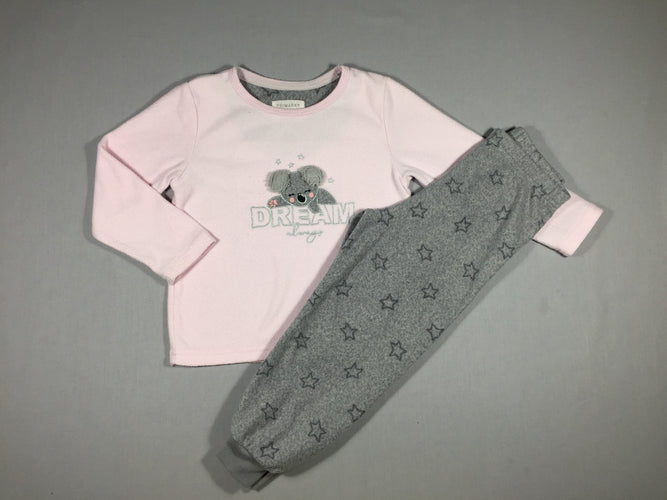 Pyjama 2 pcs rose koala / gris bouloché, moins cher chez Petit Kiwi