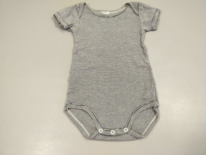 Body m.c rayé bleu marine, blanc 100% coton, moins cher chez Petit Kiwi