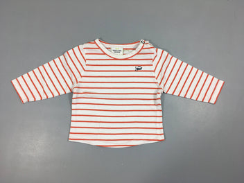 T-shirt m.l blanc rayé orange avion