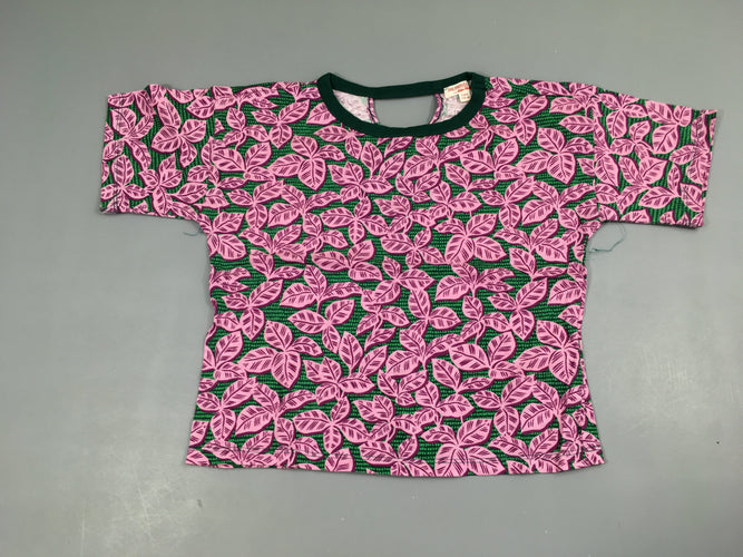 T-shirt m.c vert feuilles roses, moins cher chez Petit Kiwi