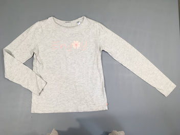 T-shirt m.l gris clair chiné Enjoy fleurs-Petite tache manche