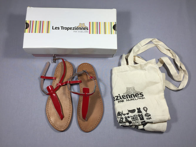 Tropéziennes (Sandalettes) cuir rouge - 35, moins cher chez Petit Kiwi