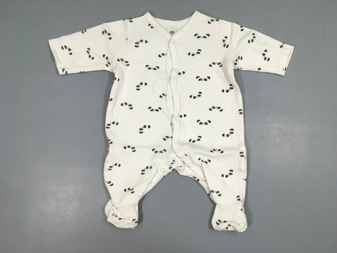 Pyjama jersey blanc tête pandas, moins cher chez Petit Kiwi