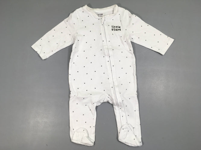 Pyjama jersey blanc zippé étoiles Little stars, moins cher chez Petit Kiwi