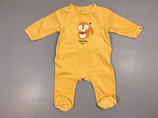 Pyjama velours jaune écureuil, moins cher chez Petit Kiwi