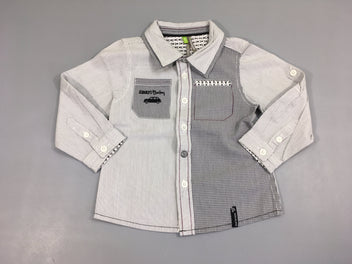 Chemise m.l blanche ligné gris voiture s.mart baby