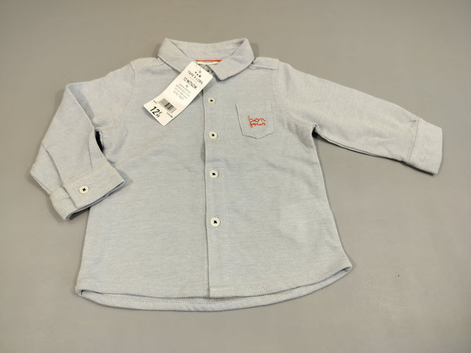 NEUF Polo m.l bleu clair "bonjour", moins cher chez Petit Kiwi