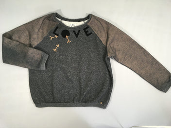 Sweat gris bronze Love - coudes décolorés