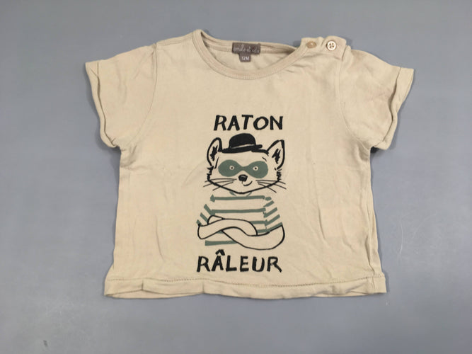 T-shirt m.c beige Raton râleur, moins cher chez Petit Kiwi