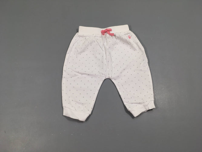 Pantalon jersey blanc pois, moins cher chez Petit Kiwi