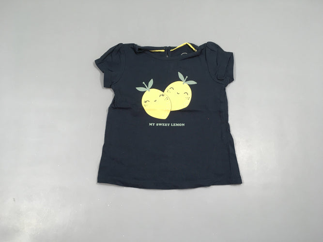 T-shirt m.c bleu marine citrons, moins cher chez Petit Kiwi