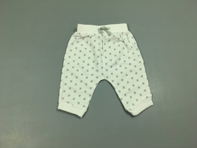 Pantalon jersey blanc oursons, moins cher chez Petit Kiwi