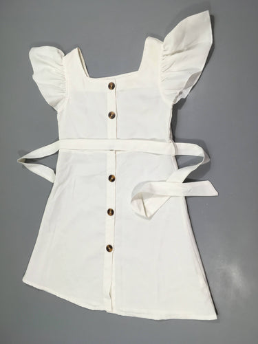 Robe m.c blanche boutonnée, moins cher chez Petit Kiwi