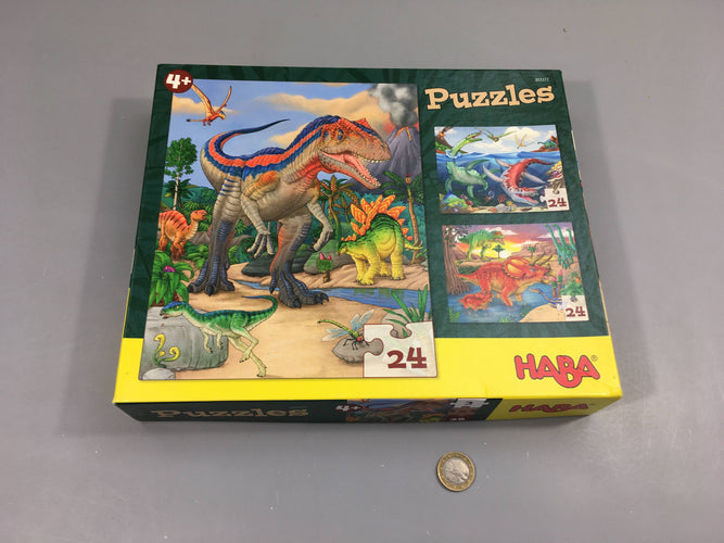 3 puzzles dinos +4a - complet, moins cher chez Petit Kiwi