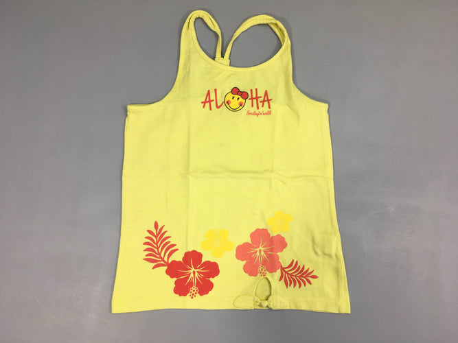 T-shirt fines bretelles jaune Aloha, moins cher chez Petit Kiwi