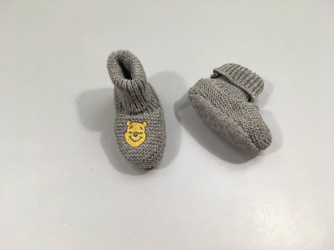 Chaussons mailles gris fourrés Winnie l'ourson, 14-15, moins cher chez Petit Kiwi