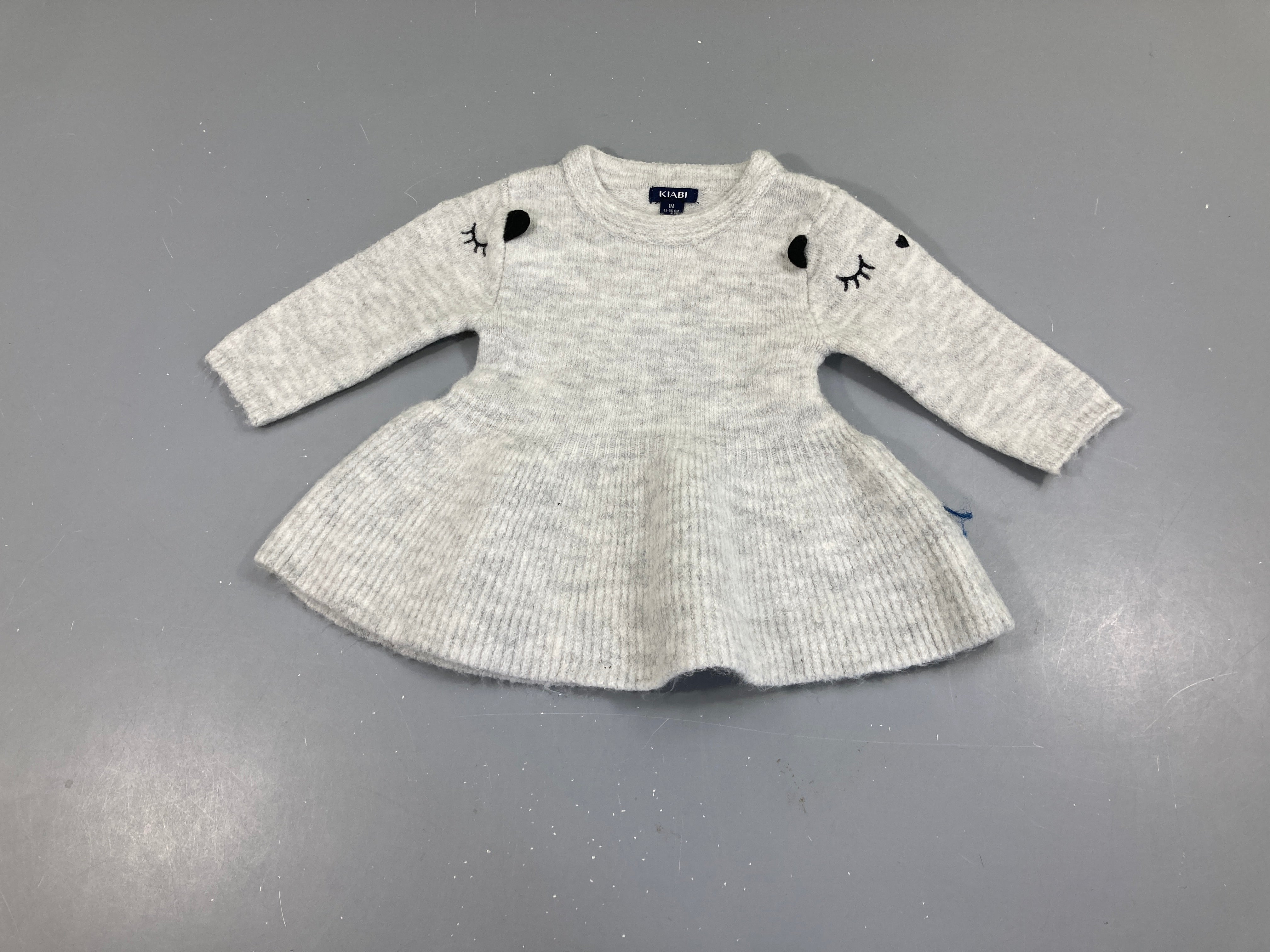Robe pull m.l gris clair chiné ours épaules