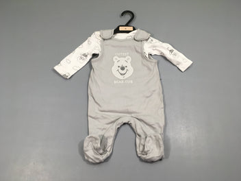 Pyjama jersey s.m gris Winnie + Body m.l blanc