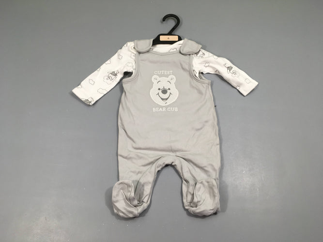 Pyjama jersey s.m gris Winnie + Body m.l blanc, moins cher chez Petit Kiwi