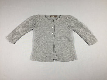 Gilet gris - mailles à l'endroit  -25% laine