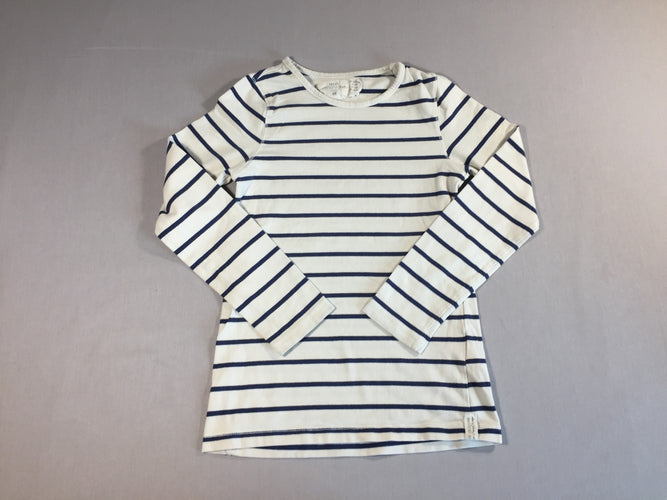 T-shirt m.l blanc ligné bleu marine, moins cher chez Petit Kiwi