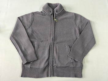 Gilet zippé fines mailles gris taupe col montant