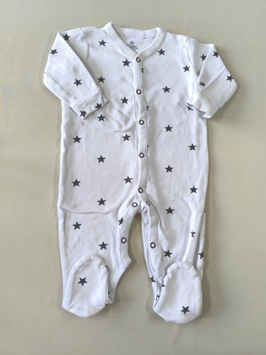 Pyjama jersey blanc étoiles noires (légèrement bouloché), moins cher chez Petit Kiwi