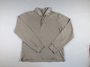 Polo m.l coton piqué gris/brun