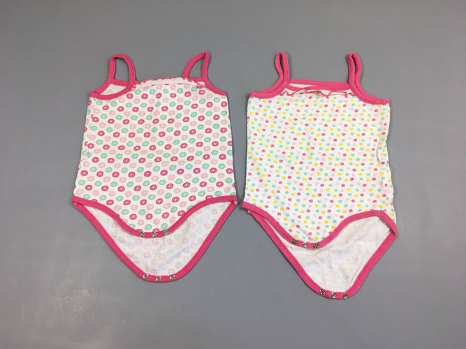 2 Bodies s.m blancs-roses motifs ronds, moins cher chez Petit Kiwi