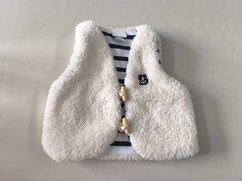 Gilet s.m fausse fourrure blanc cassé écusson ancre