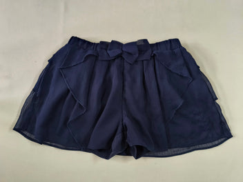 Short bleu marine voile doublure jersey noeud taille