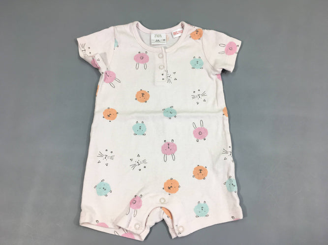 Combishort m.c jersey rose pâle animaux, moins cher chez Petit Kiwi