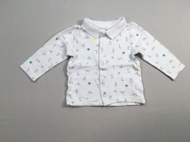 Polo m.l jersey blanc lettres, moins cher chez Petit Kiwi