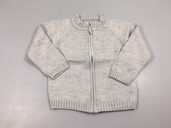 Gilet zippé gris chiné, 70% à carreaux.ylique 30% laine