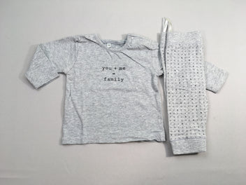 T-shirt m.l + Pantalon jersey gris chiné family