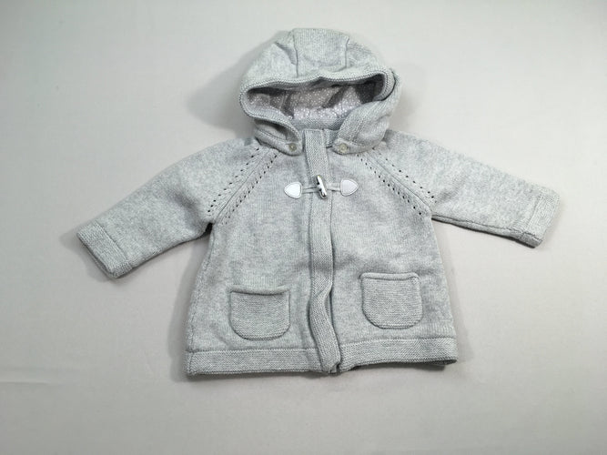 Gilet épais zippé doublé jersey gris chiné à capuche amovible, moins cher chez Petit Kiwi