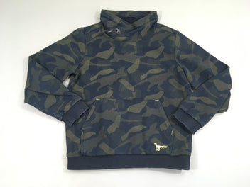 Sweat col châle bleu foncé/kaki camouflage