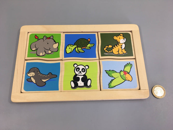 Planche puzzle en bois animaux, moins cher chez Petit Kiwi