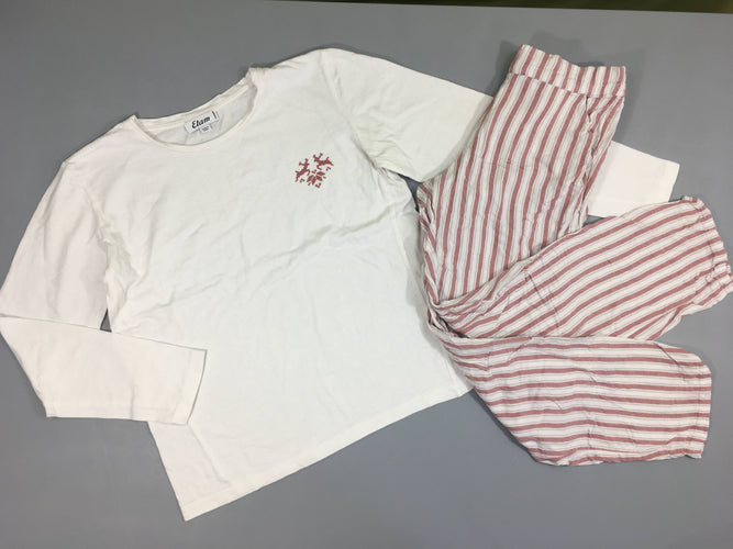 Pyjama 2pcs jersey blanc-rayé rose, moins cher chez Petit Kiwi