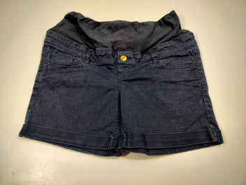 Short de grossesse bleu marine, à revers taille élastique  98% coton 2% élasthanne