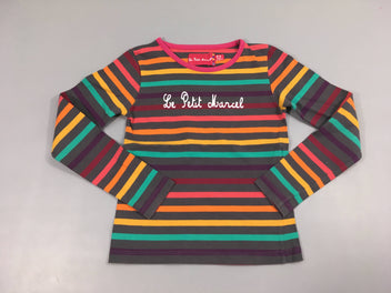 T-Shirt m.l brun rayé multicolore