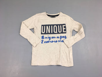 T-shirt m.l écru flammé unique, légèrement bouloché