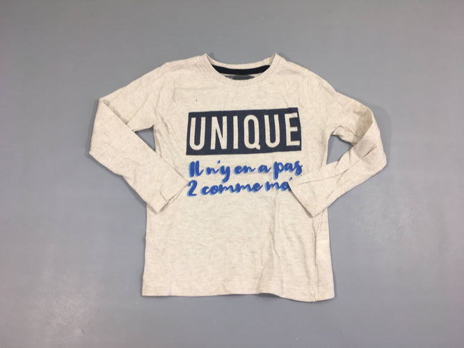 T-shirt m.l écru flammé unique, légèrement bouloché, moins cher chez Petit Kiwi