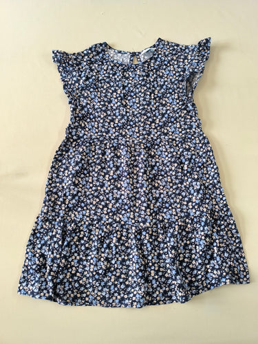 Robe m.c bleu marine à fleurs bleues/blanches, moins cher chez Petit Kiwi